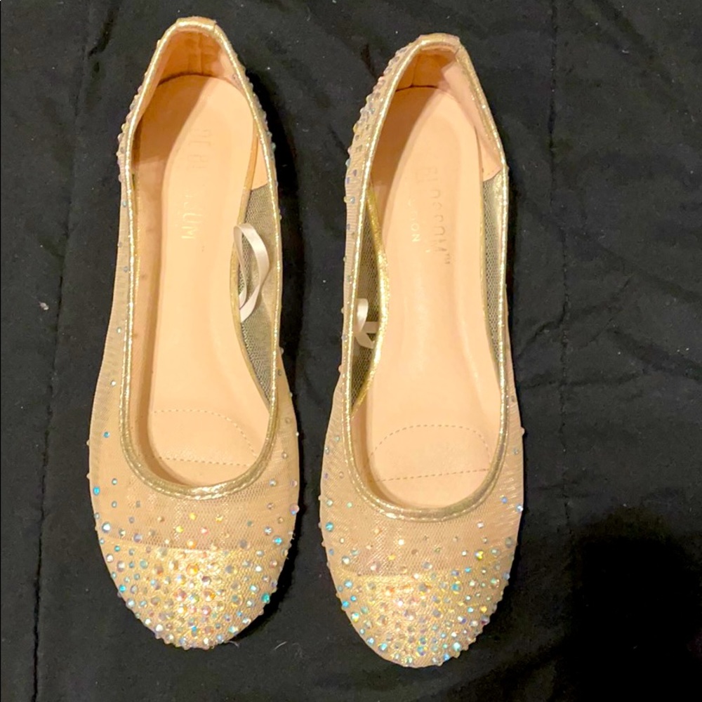 Gold Mesh and Rhinestone Flats